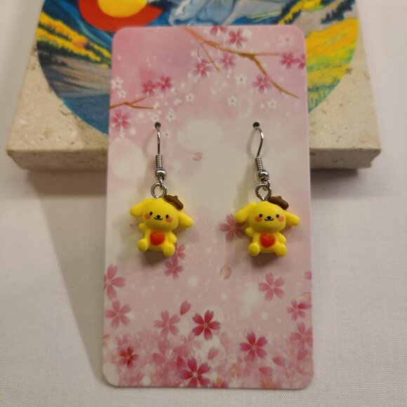 SANRIO KAWAII POMPOMPURIN EARRINGS - Picture 2 of 2
